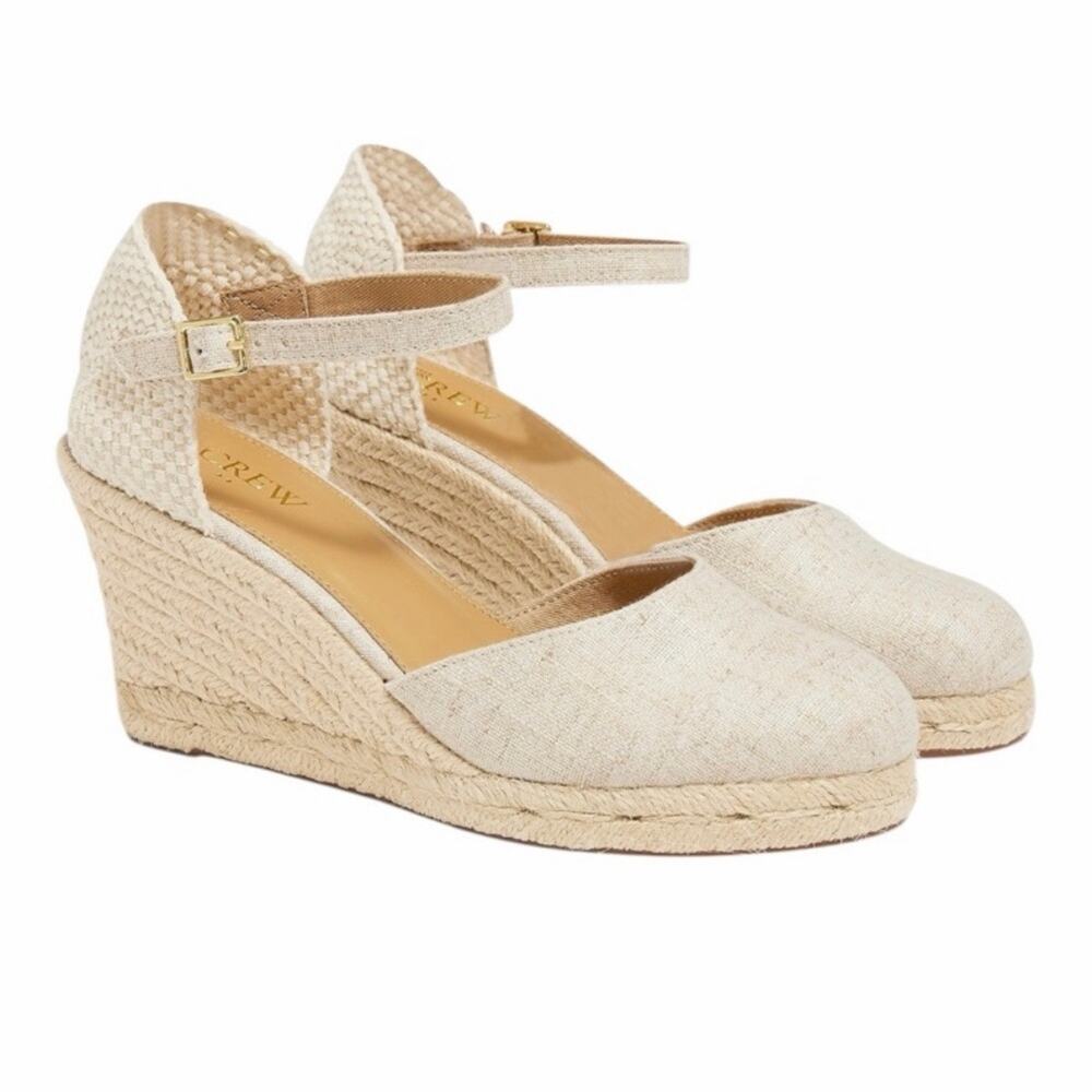 J. Crew NEW Ankle-Strap Espadrille Wedges Heels Shoes Ivory Cream Size 8 $128 - Picture 12 of 12